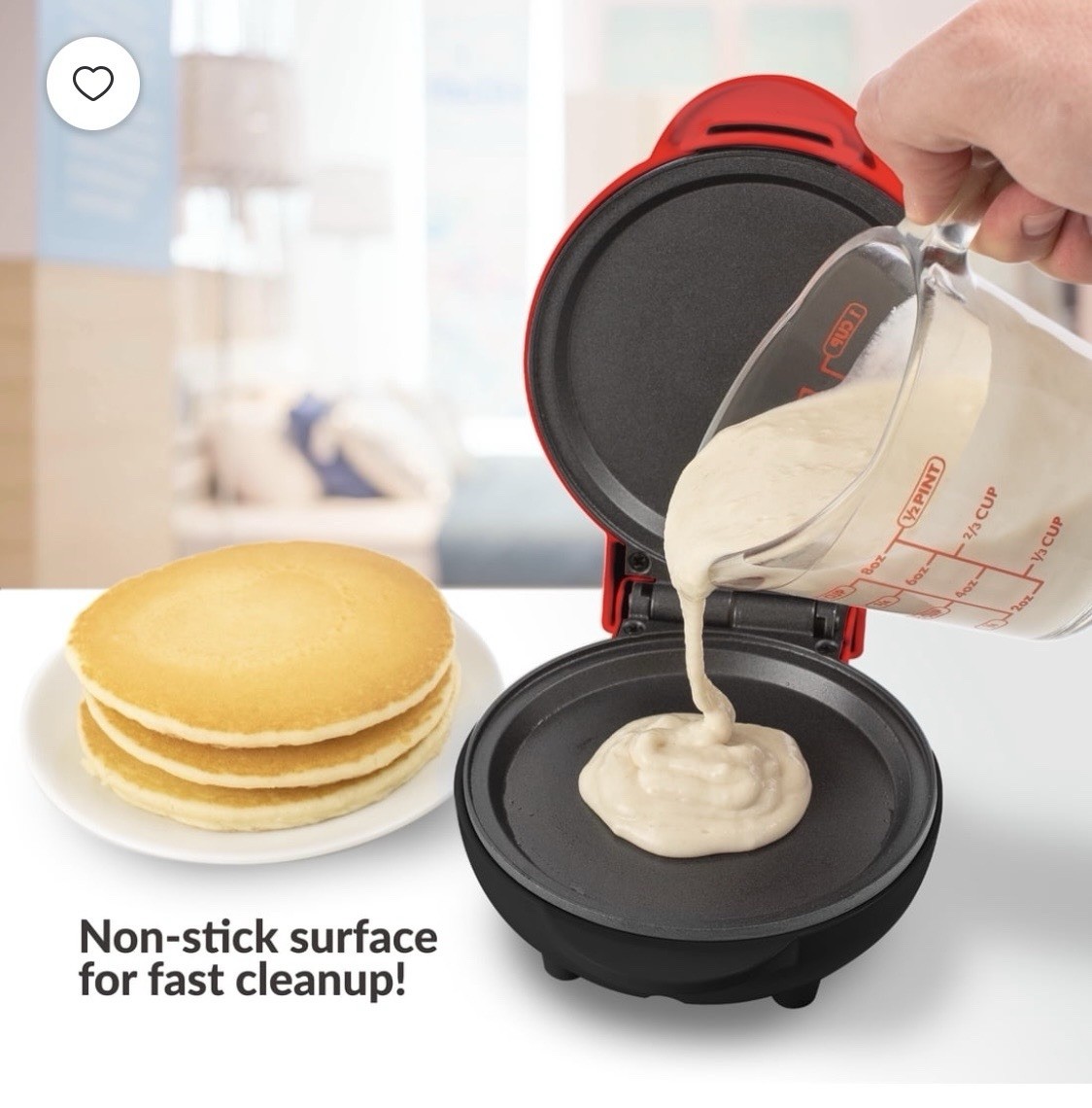 MyMini Electric Round Griddle, Non-Stick, 6in, 120V, Matte Red/Black