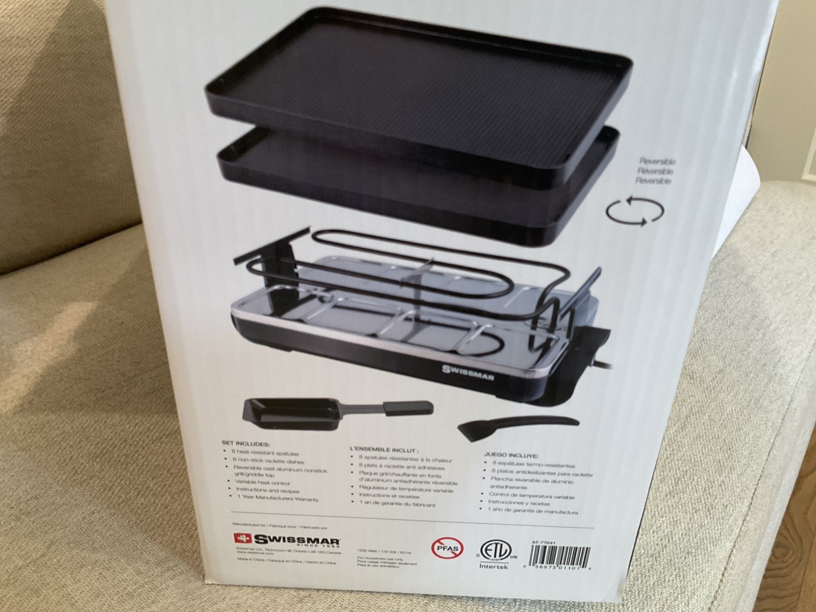 NIB Swissmar Classic Raclette 8 Person Grill with Cast Aluminum Grill Plate NEW