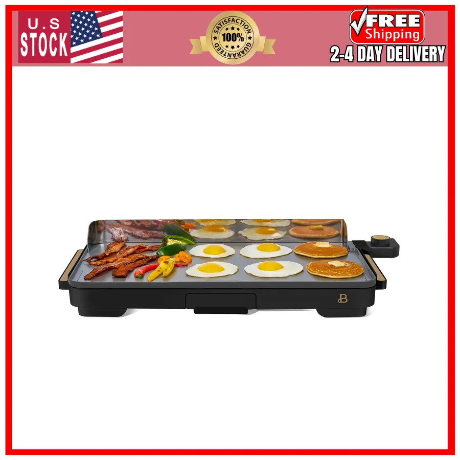 Beautiful Drew Barrymore XL Electric Griddle 12 x 22 Nonstick Black Sesame