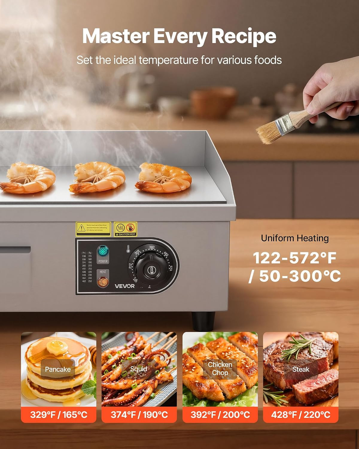 Commercial Electric Griddle, 18″, Countertop Flat Top Griddle | Stainless Steel