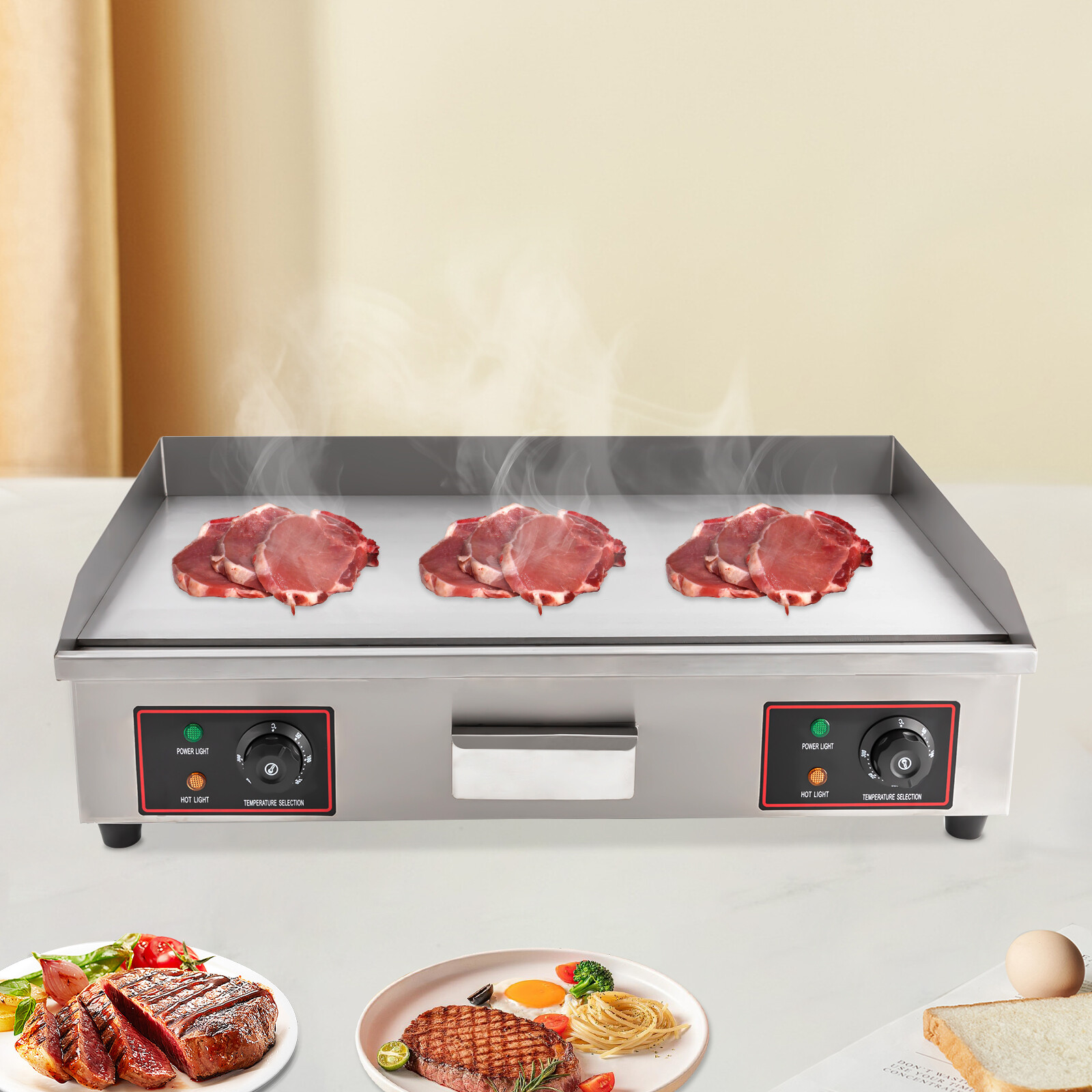 3KW 30″ Commercial Electric Countertop Griddle Grill BBQ Flat Top Heating Plat