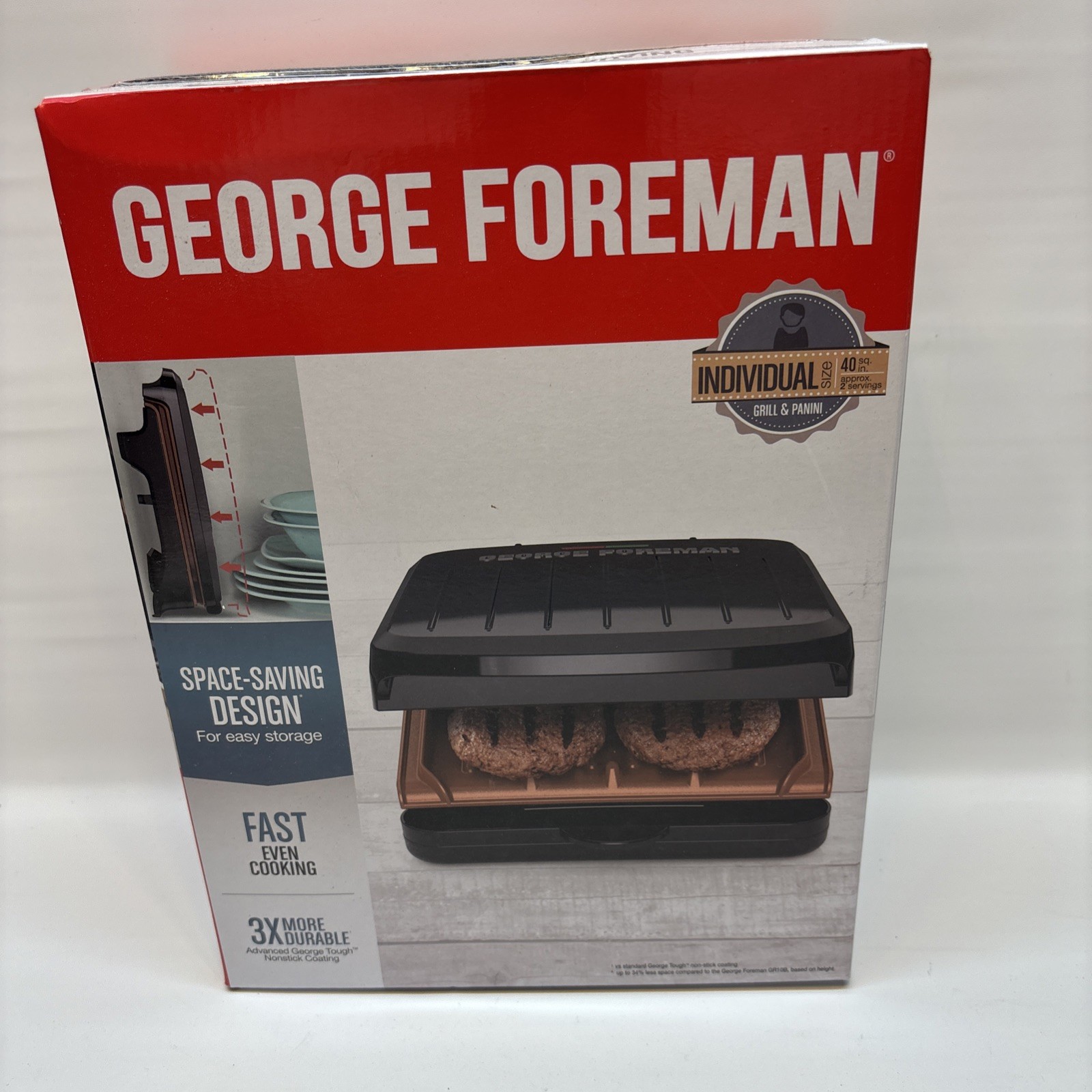George Foreman GR012F-1TG: 2 Serving Contact Grill – Bronze & Black