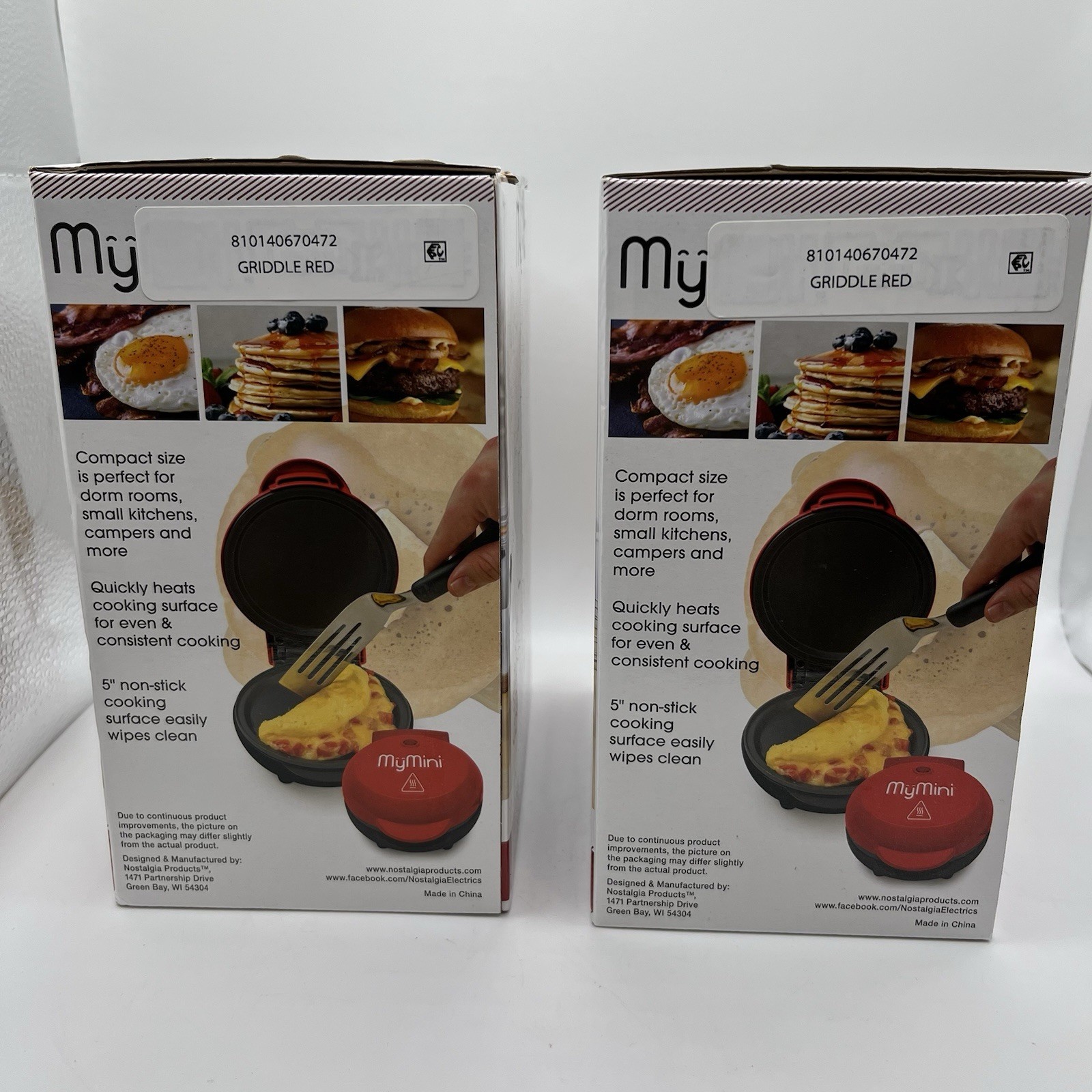 MyMini 5” Electric Griddle Red 550W Nonstick Pancake Maker Lot of 2