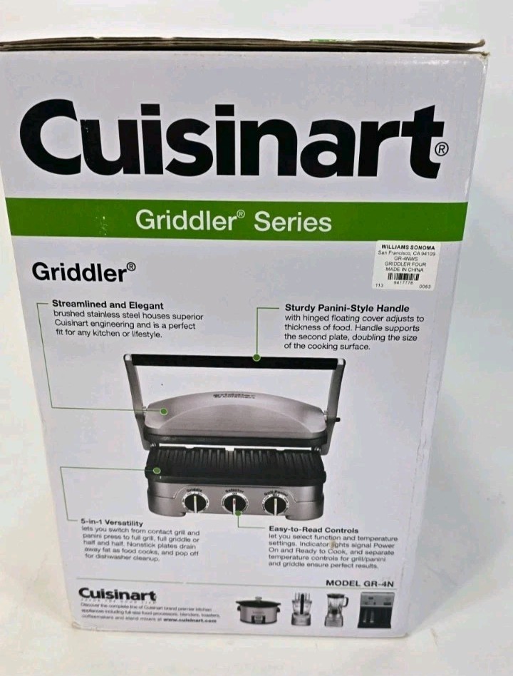 Cuisinart Griddler Series Grill Griddle 5-in-1 Nonstick GR-4N NEW