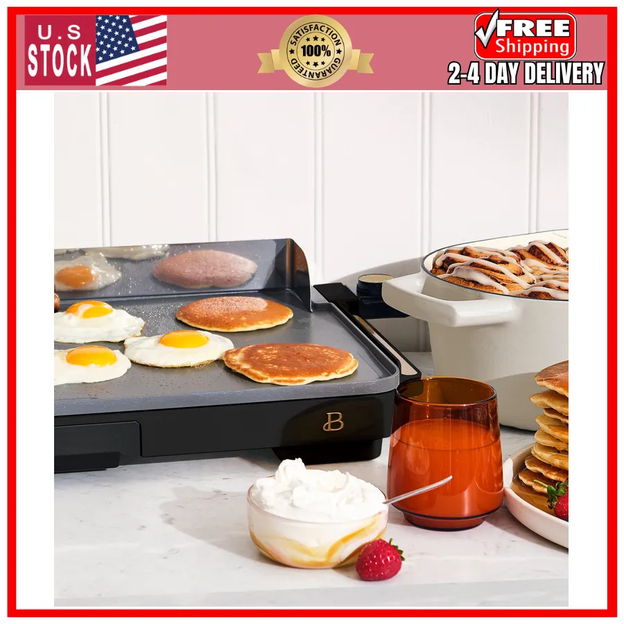 Beautiful Drew Barrymore XL Electric Griddle 12 x 22 Nonstick Black Sesame