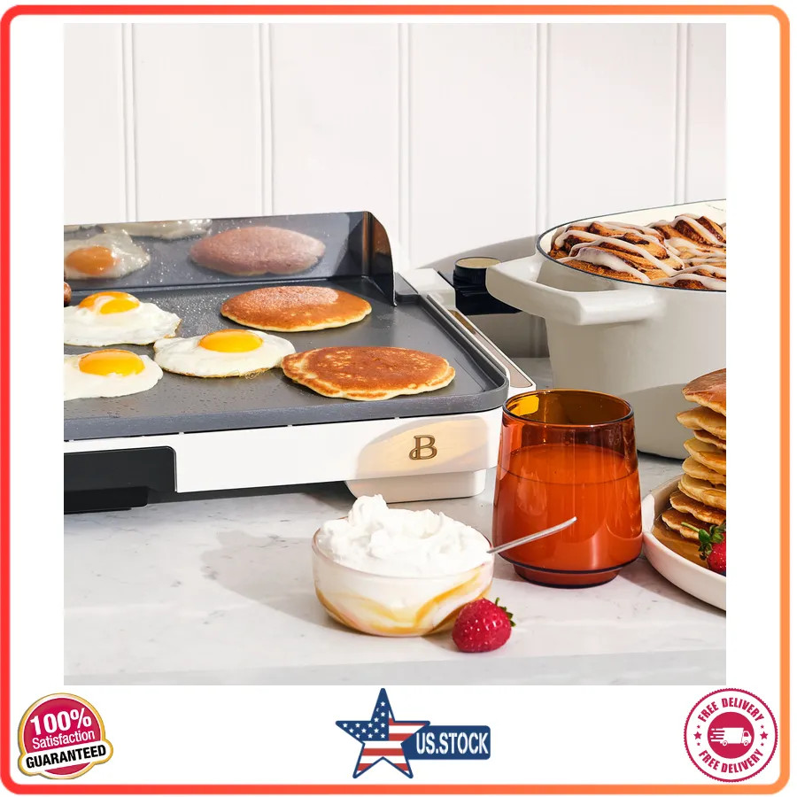 Beautiful Drew Barrymore XL Electric Griddle 12 x 22 Nonstick White Icing