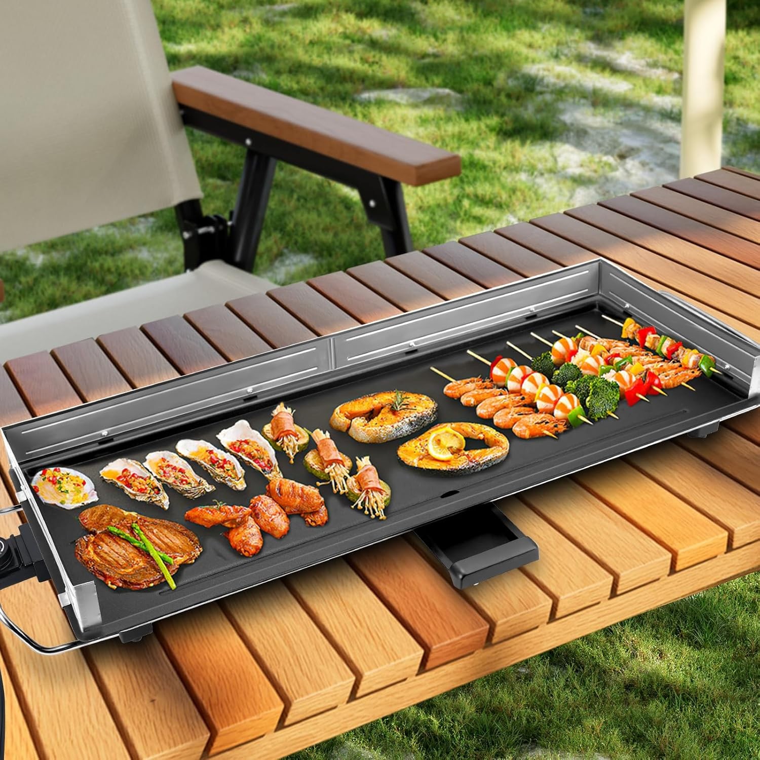 Extra Large 35″ Electric Nonstick Griddle Grill – Indoor/Outdoor BBQ & Easy Clea