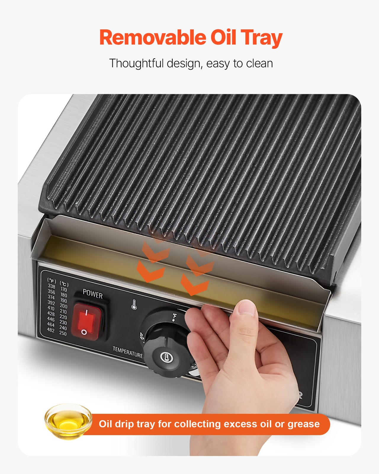 VEVOR Commercial Panini Press Grill Electric Sandwich Maker Griddle Plate8.8x9in