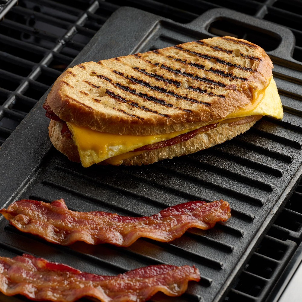 Deluxe Cast Iron Reversible Grill Griddle Plate, Black,Hand Wash
