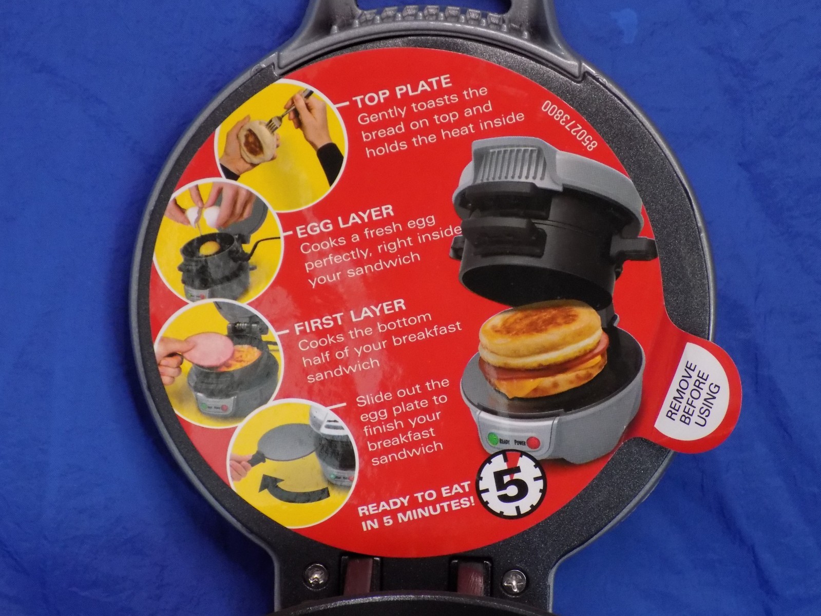 Hamilton Beach Breakfast Sandwich Maker 25475 Easy Use Easy Clean NOS