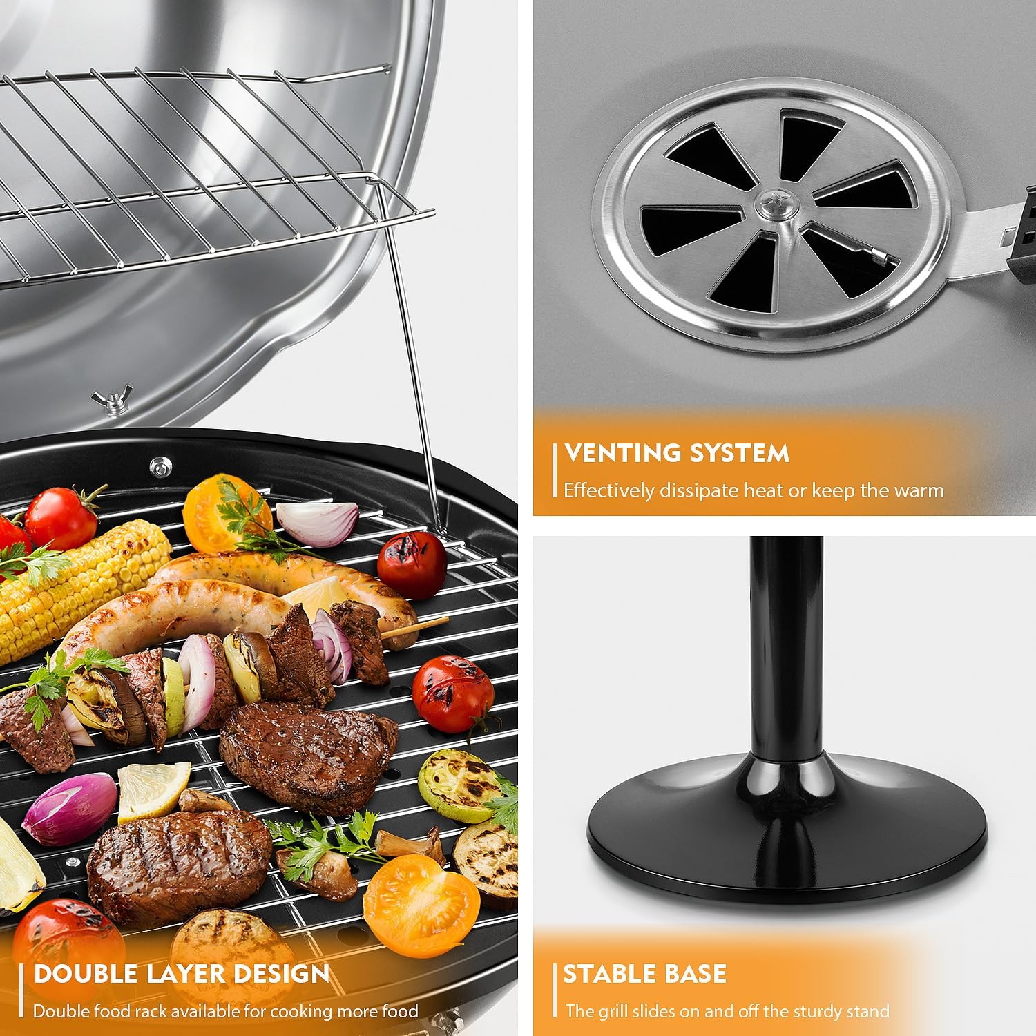 Electric Grill, Indoor/Outdoor Electric BBQ Grill, 1600W Portable Removable S…