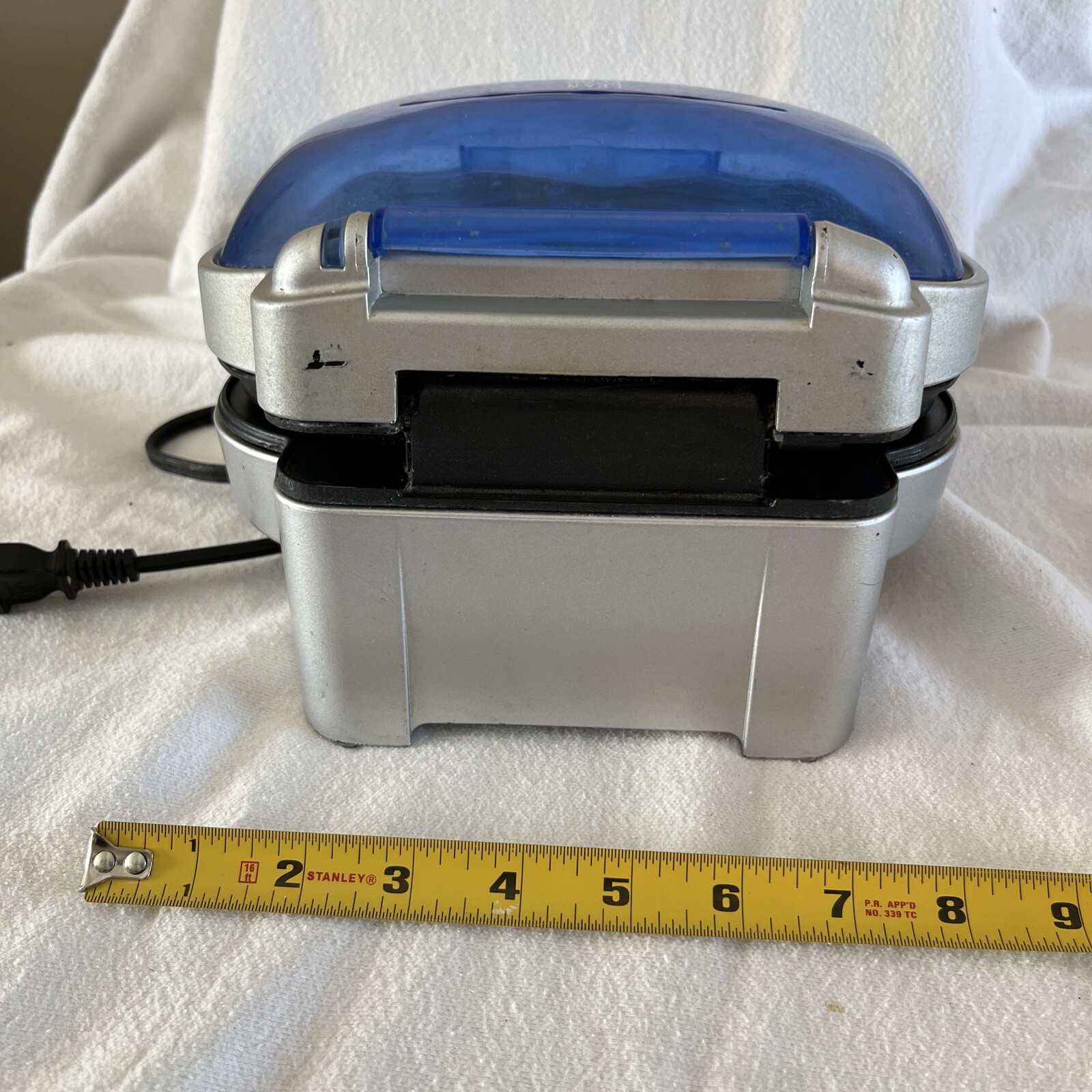 George Foreman Grill GR10ABW Champ Grilling Machine With Bun Warmer – Blue