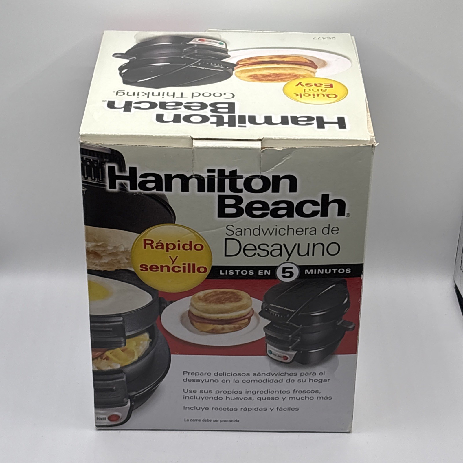 Hamilton Beach 25477G Breakfast Maker Sandwich Black Dorm College Egg Grill NIB