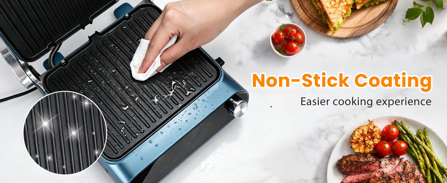 7-in-1 Panini Press Sandwich Maker, 1500W Electric Indoor Grill with LED Touch