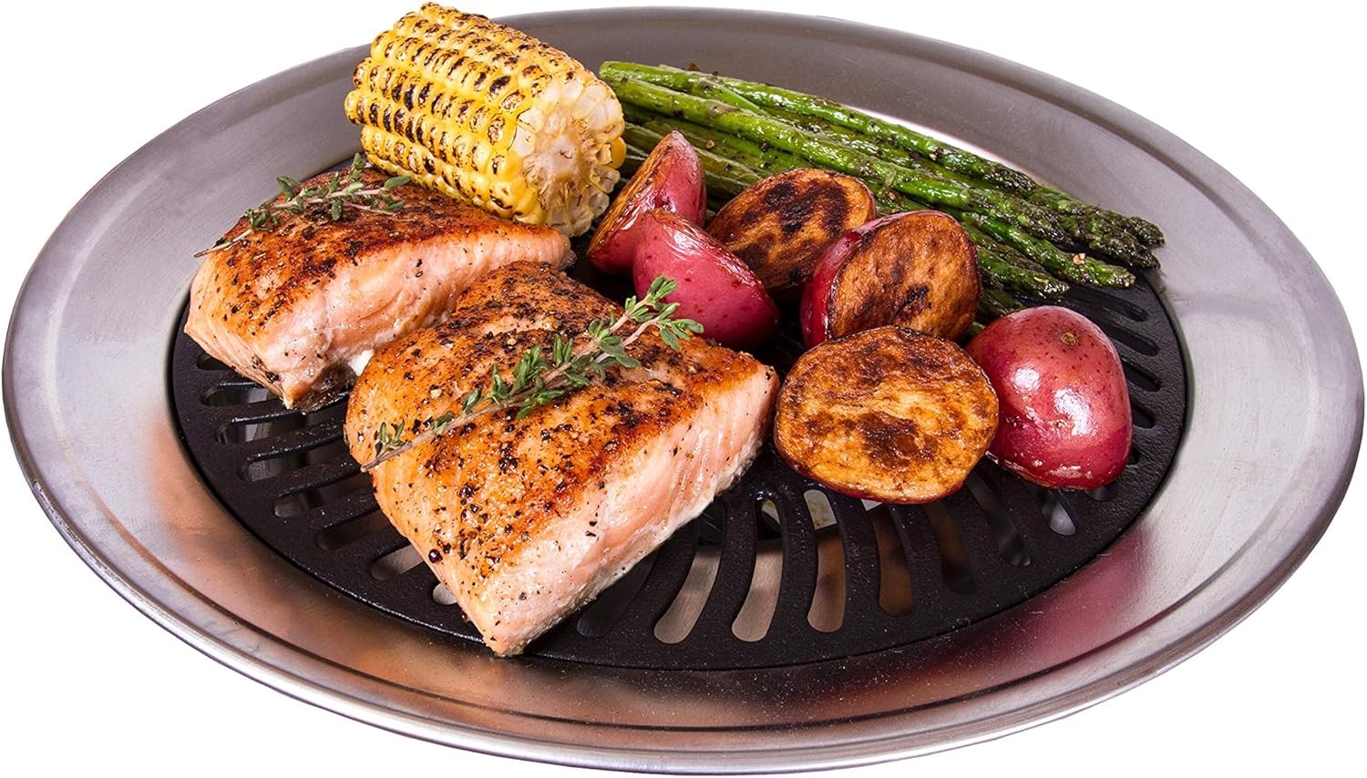 Stove Top Smokeless Grill Indoor BBQ Stainless Steel W/ Double Coated Non Stick