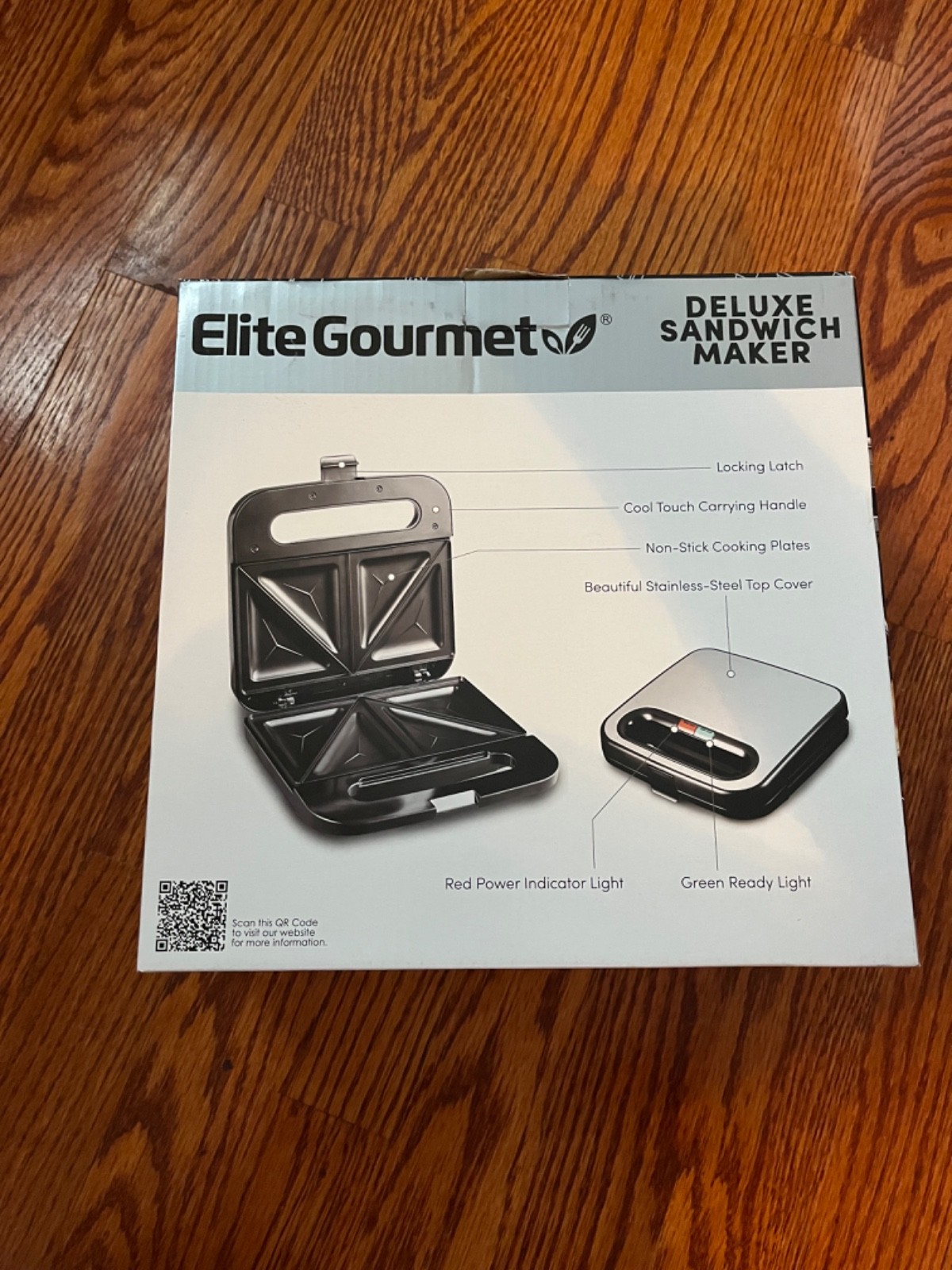 New Elite Gourmet Deluxe Sandwich Maker Model ESM2207XSS