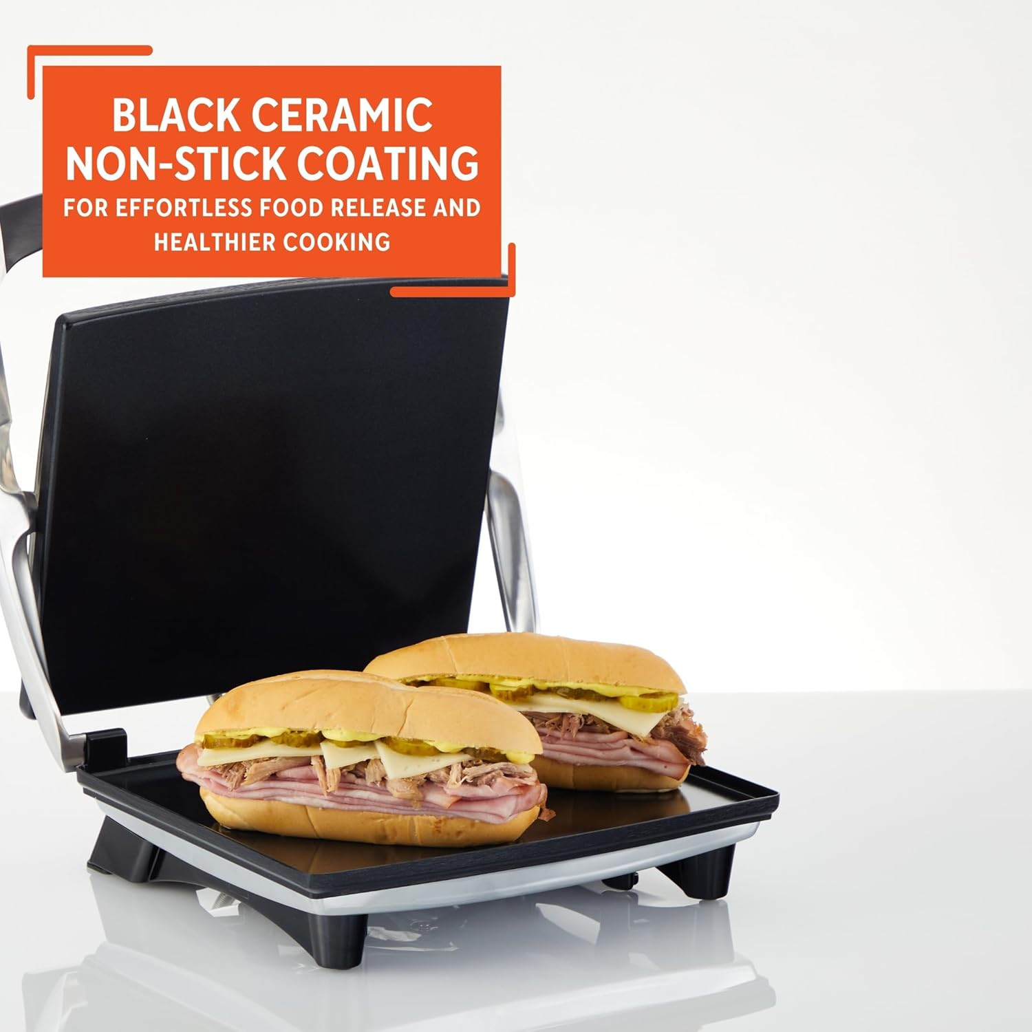 12X10In Stainless Steel Electric Panini Press with Temperature Control, Nonst…