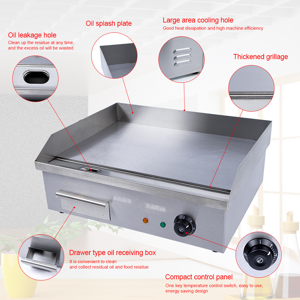 3000W 22″ Restaurant Grill BBQ Flat Top Electric Commercial Countertop Griddle
