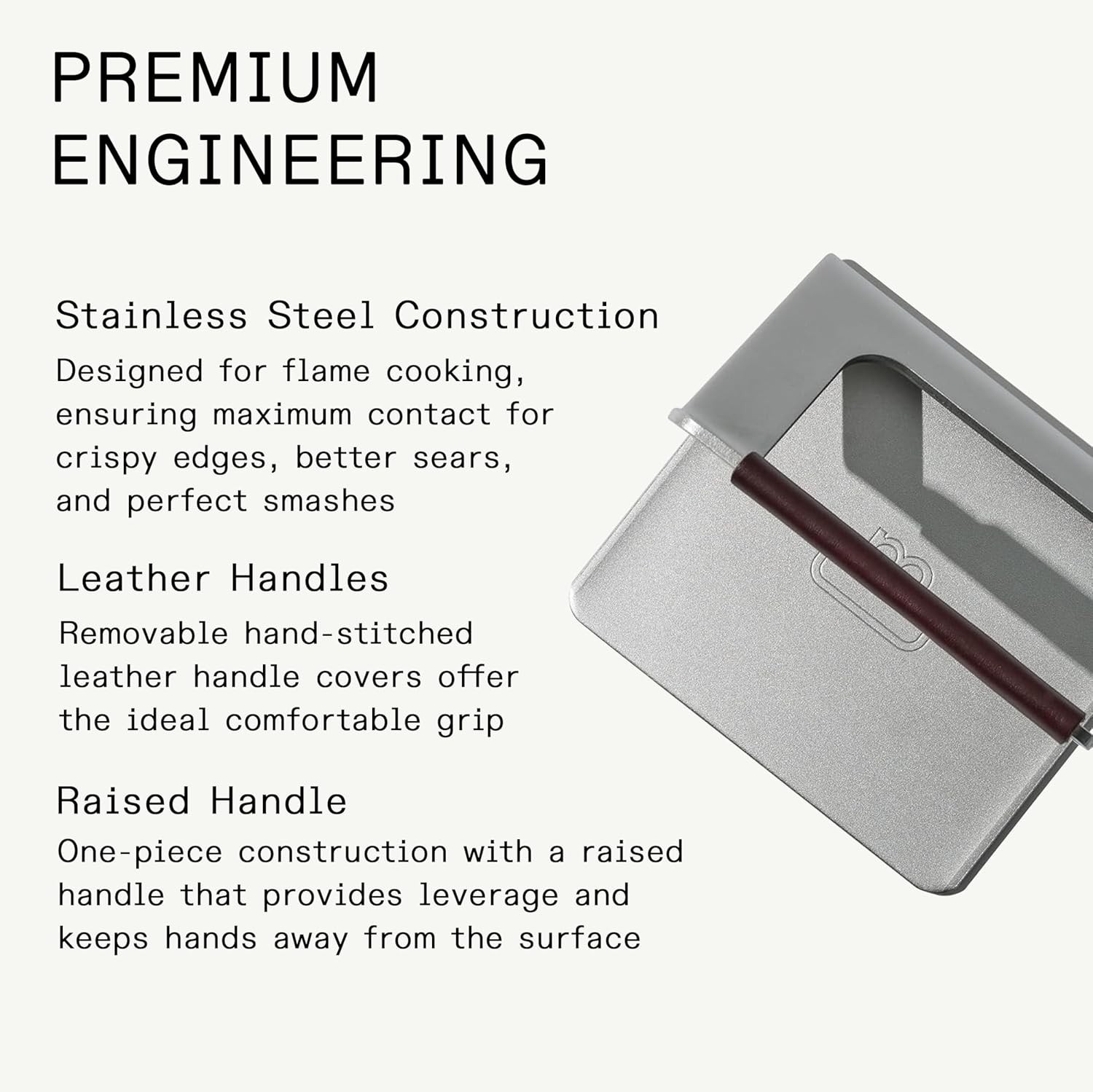 Made In Stainless Steel Grill Press 5 inch Smashburger Bacon Panini Griddle