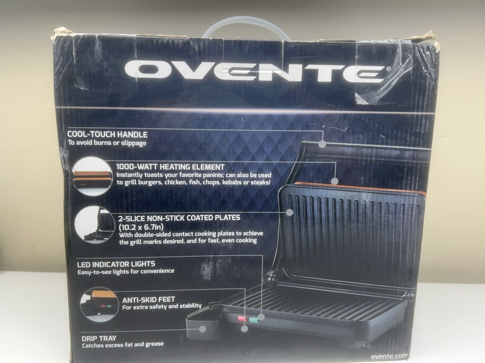 Electric Panini Press Grill with Non-Stick 2 Slices Plate, Copper GP0620CO