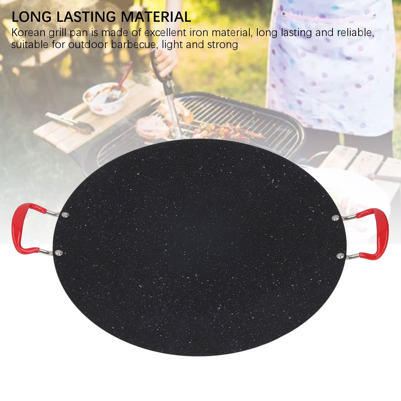 Portable BBQ Grill Flat Pan Lightweight Ideal For Outdoor Use Iron Recommended
