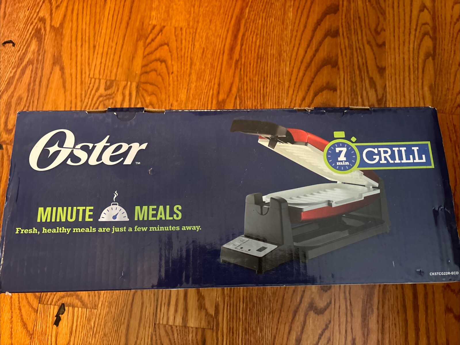 Oster Cooks in 7 Min Grill RED Vertical Flip Indoor Countertop Easy Clean