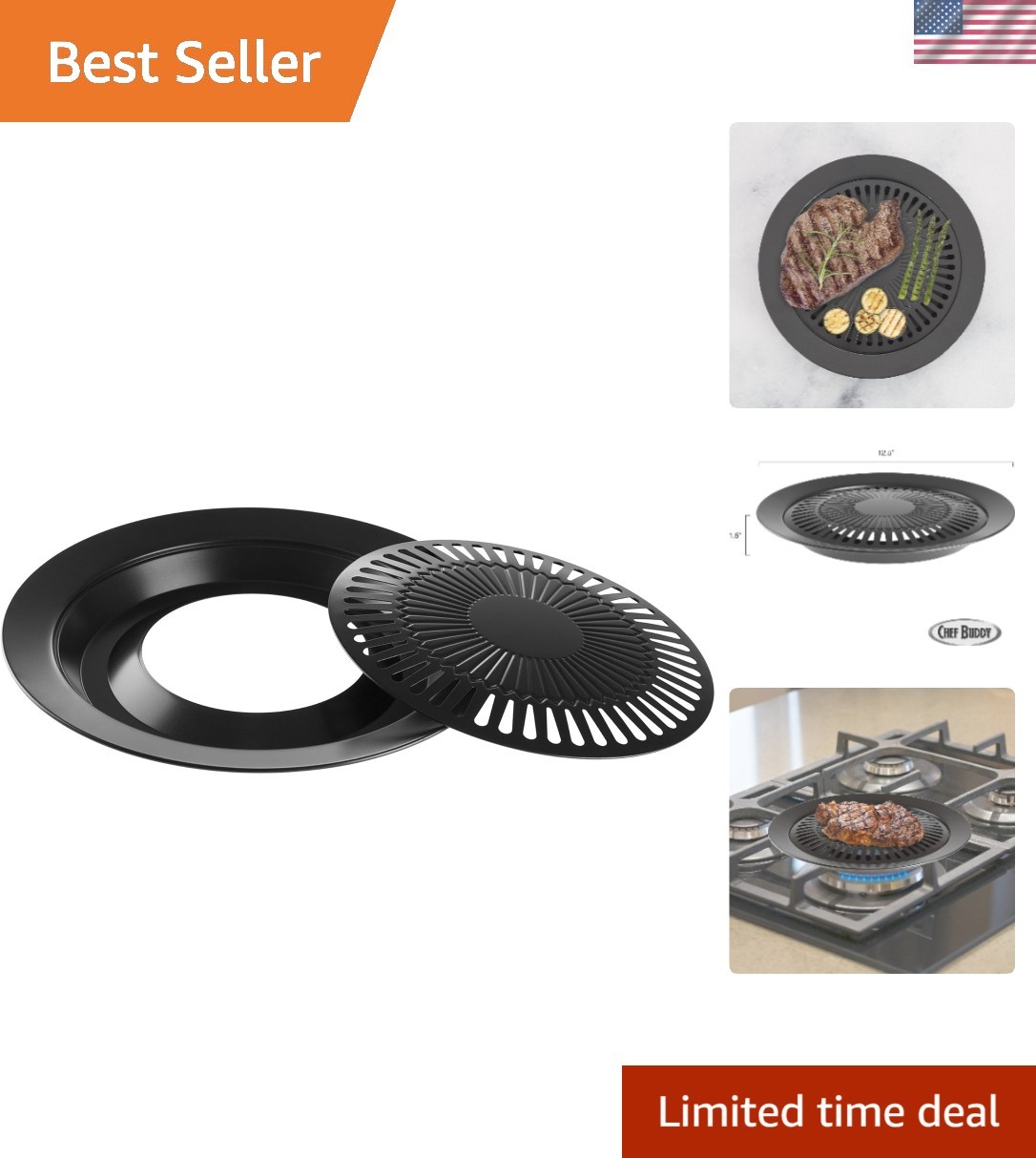Compact Smokeless Stove Top Grill – Nonstick and Easy to Clean for Healthy Meals