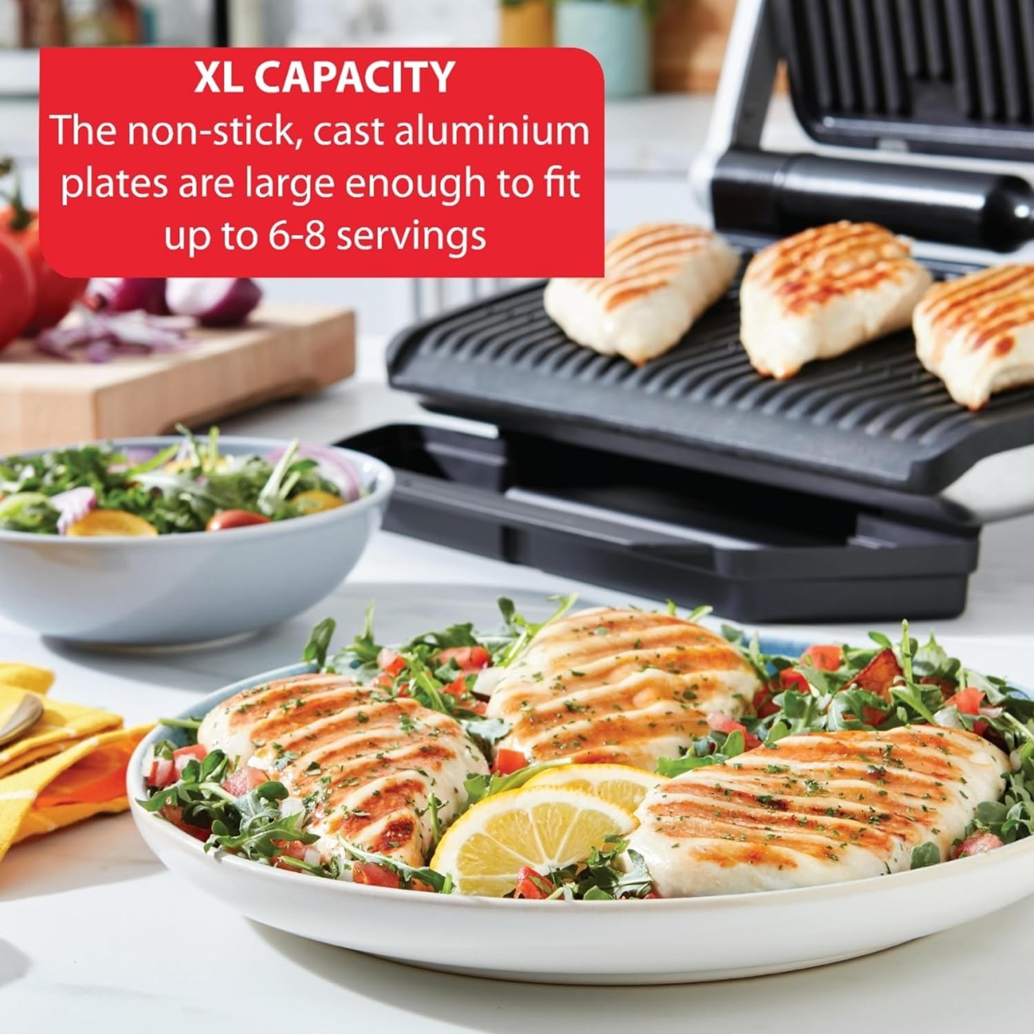 T-Fal OptiGrill Stainless Steel XL Electric Grill, Up to 6Servings, OptiGrill XL