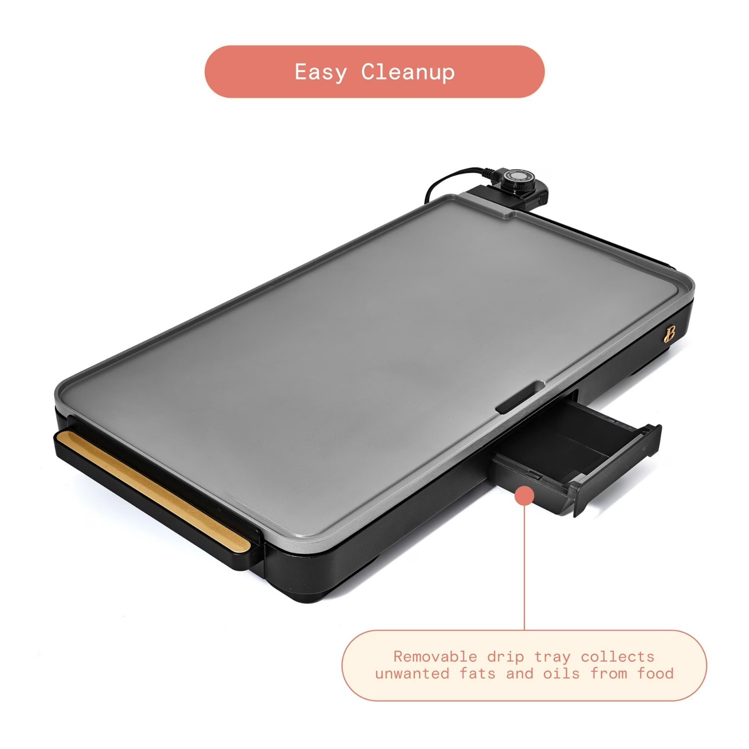 Beautiful XL Electric Griddle 12 x 22 Inch Ceramic Nonstick Black Sesame