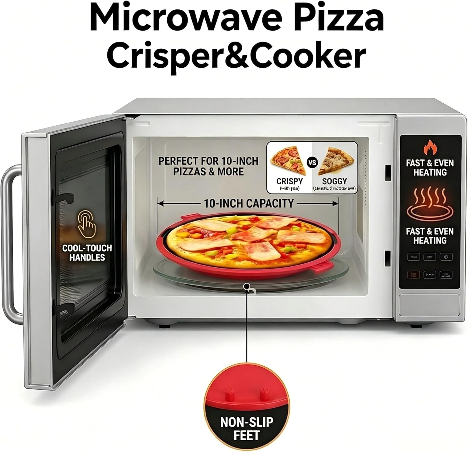 9.5inch 5-in-1 Microwave Grill Pan Grilled Cheese Large Toastie Sandwich Maker
