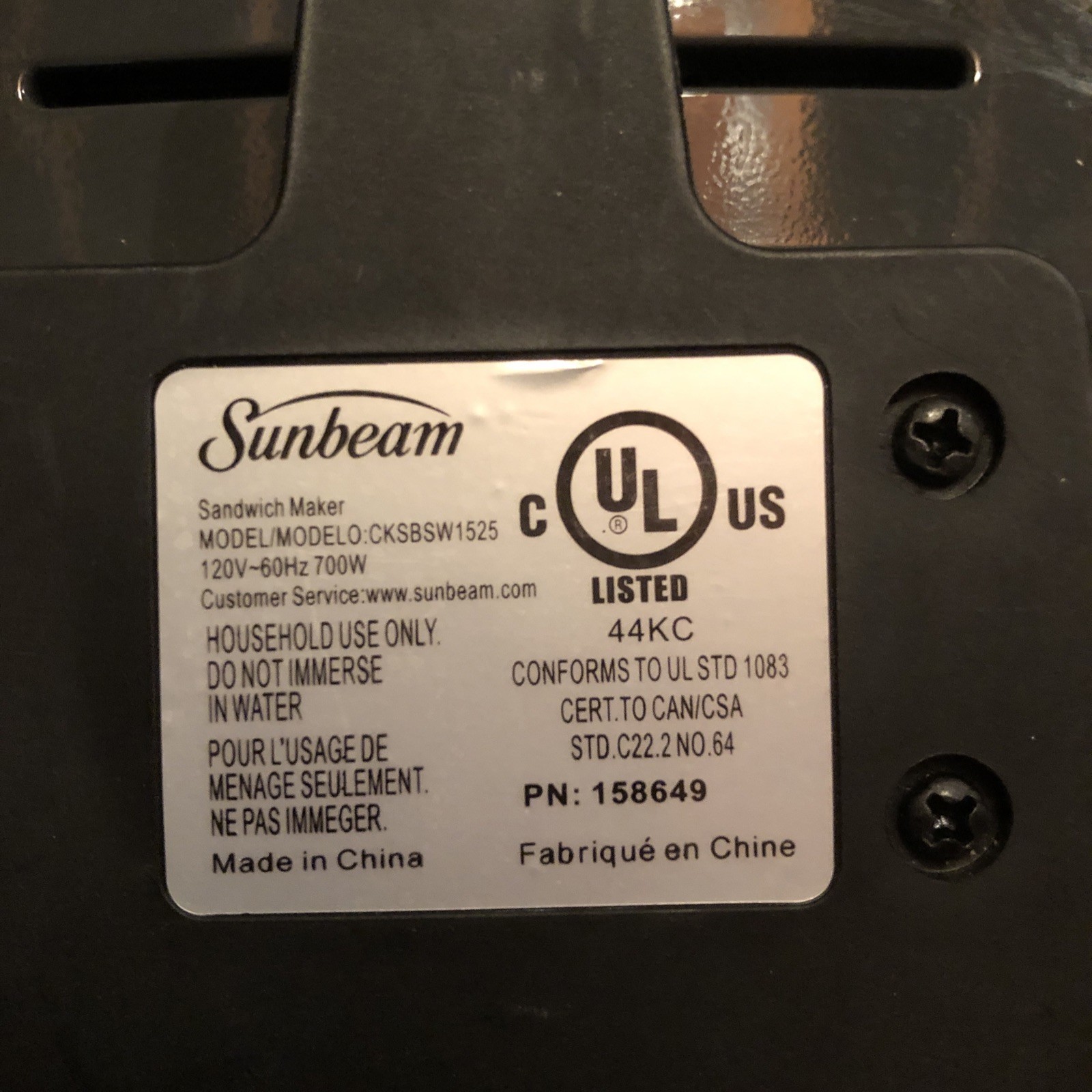 Sunbeam Sandwich Maker Grill Model CLSBSW1525 Tested
