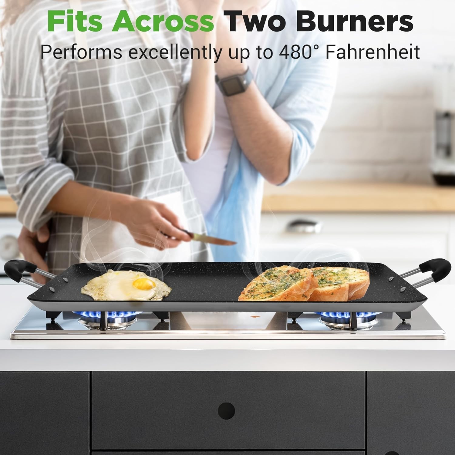 Versatile Double Burner Griddle 20 Inch Non Stick Ideal for Tortillas and More