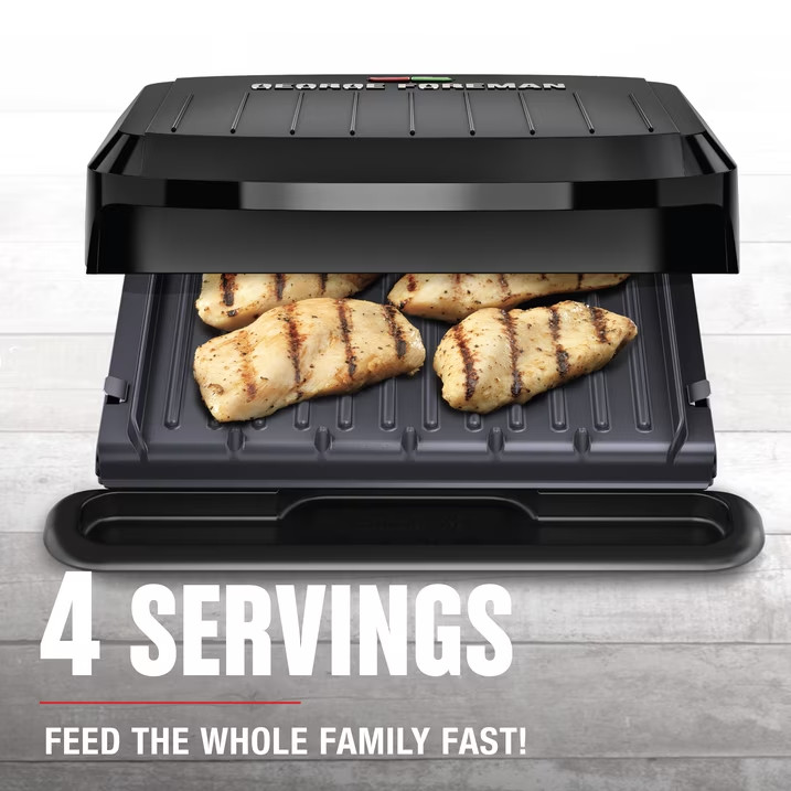 4-Serving Electric Grill & Panini Press, Removable Nonstick Plates