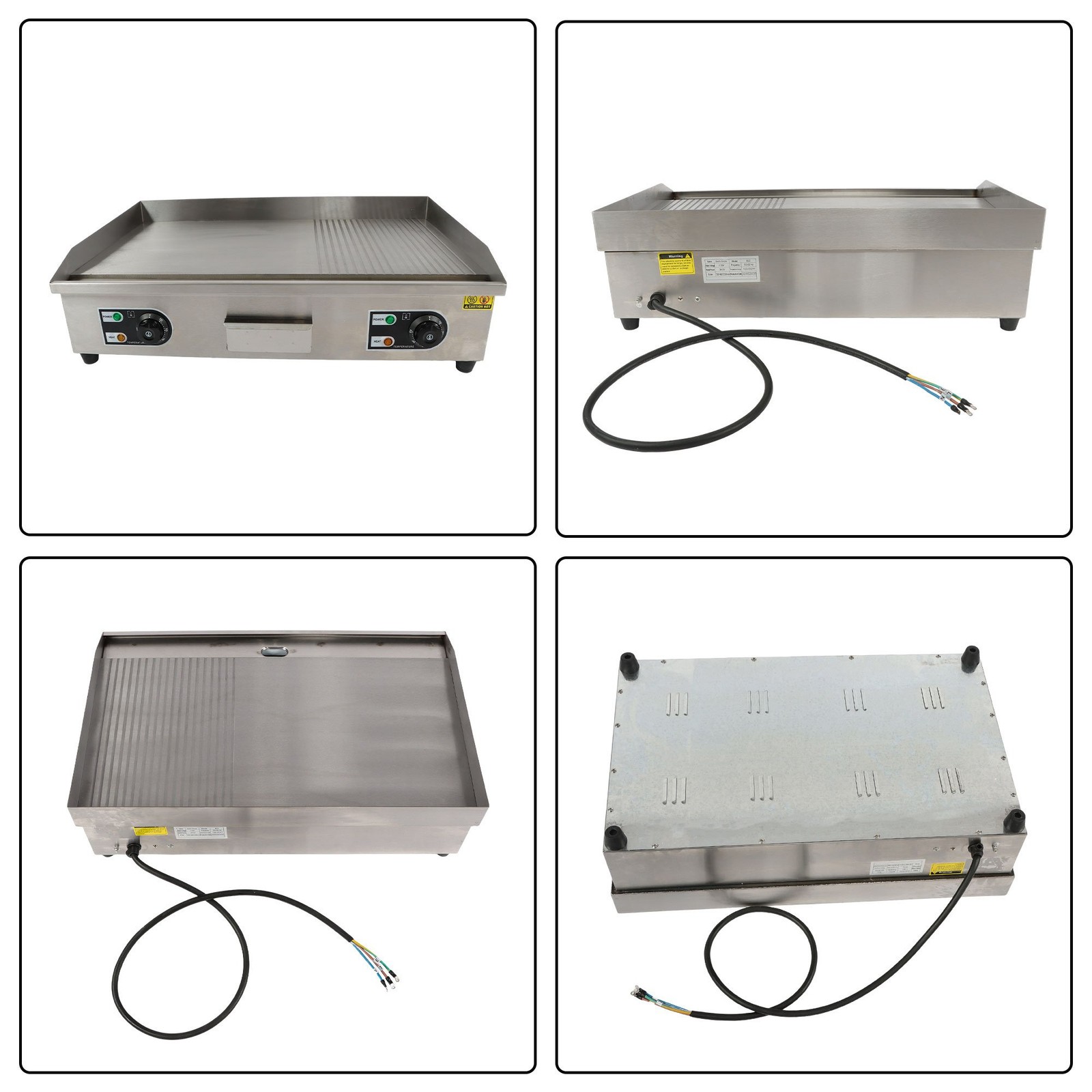 3000W 30″ Commercial Electric Griddle Fast Heat Up Semi-Flat Top Grill 122-572℉