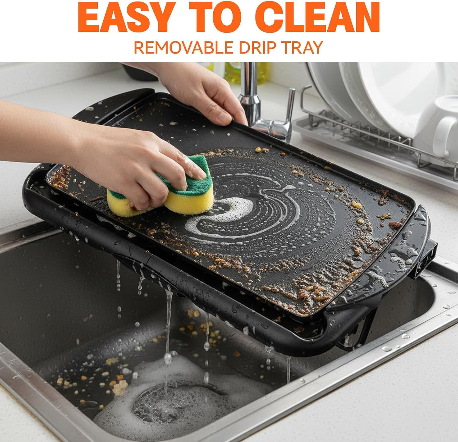 20″ Electric Griddle Ceramic Non-Stick Baking Pan Attemperation Griddle 1400W