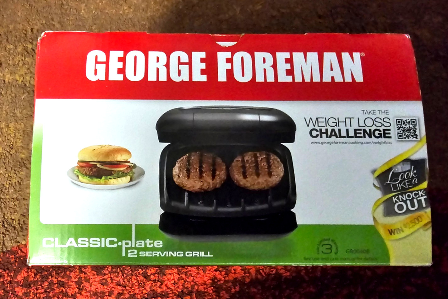 GEORGE FOERMAN 2-SERVING CLASSIC GRILL AND PANINI COOK NIB WEIGHT LOSS CHALLENGE