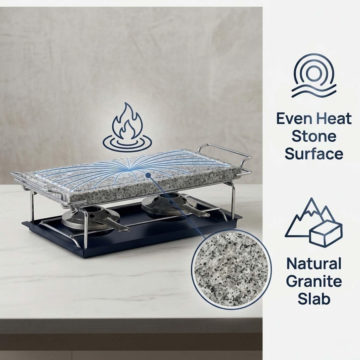 Hot Stone Steak Cooking Set, Stone Plate with Tray & Rack
