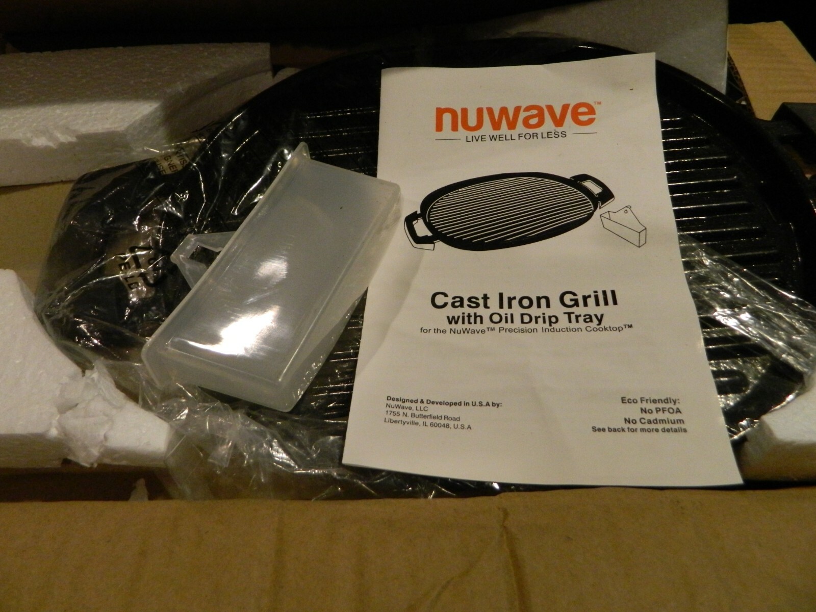 Nuwave Cast Iron Grill with Oil Drip Tray Model 31104 New In Box