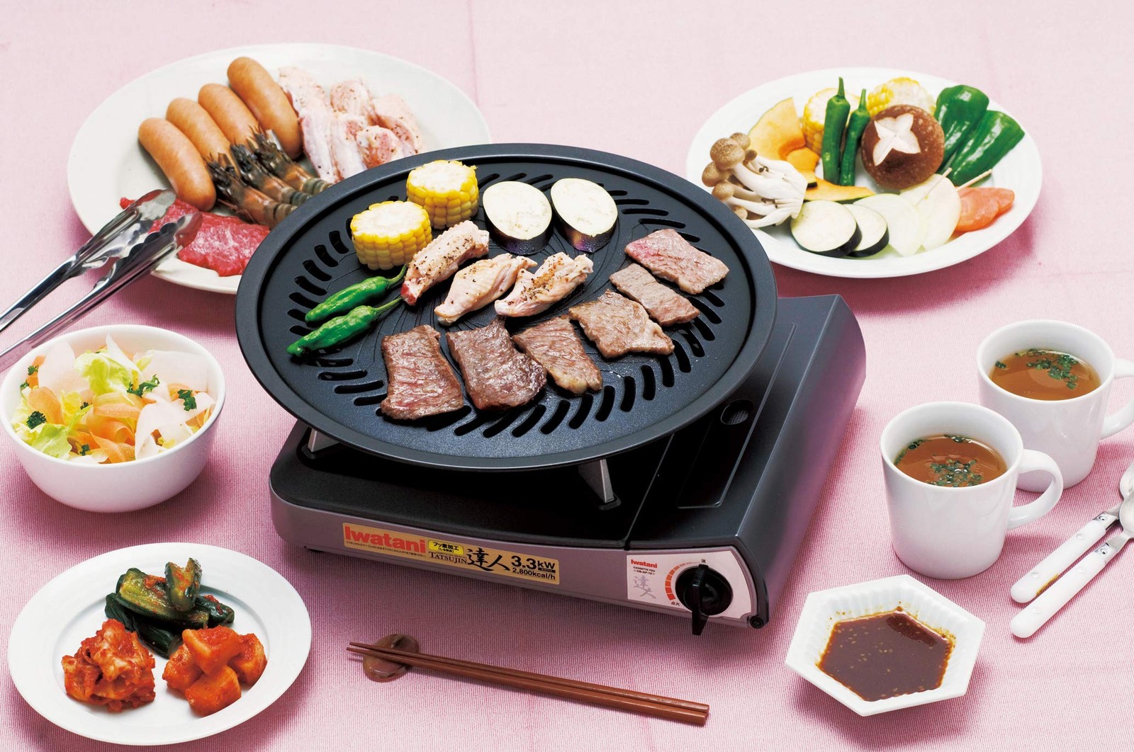 Iwatani Cb-P-YPL Korean Cookware BBQ Stove 13.6″ x 13.3″ x 2″, Black