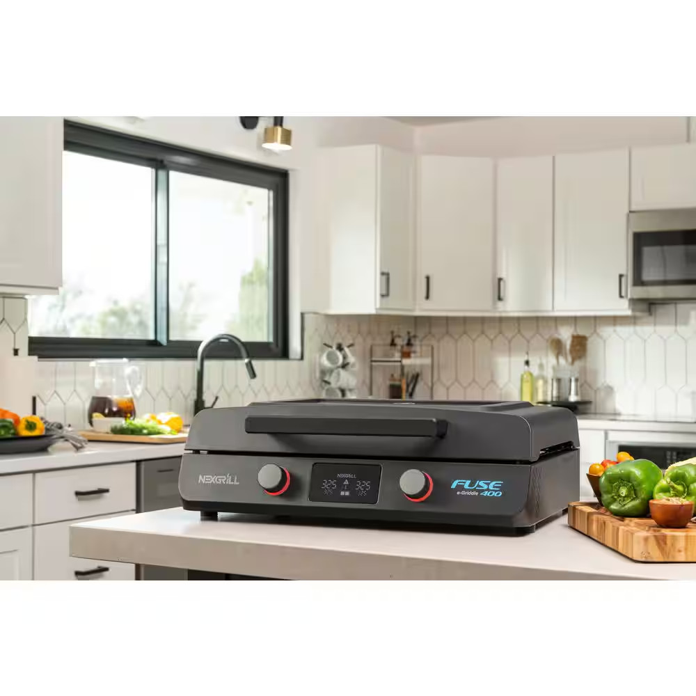Fuse 400 22 In. Tabletop Electric Grill Griddle in Black