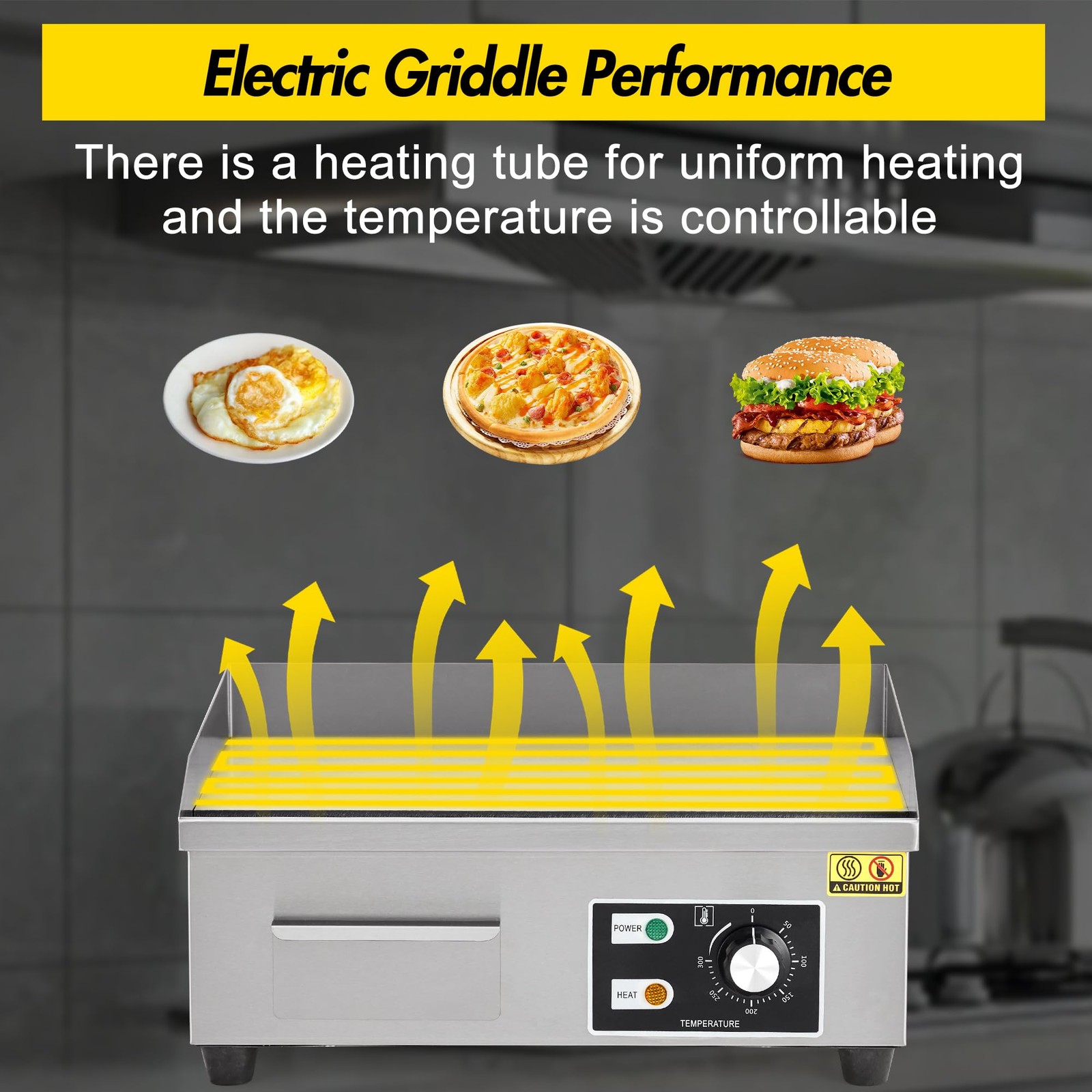 Commercial Electric Griddle 1600w Stainless Steel Flat Top Grill For Home