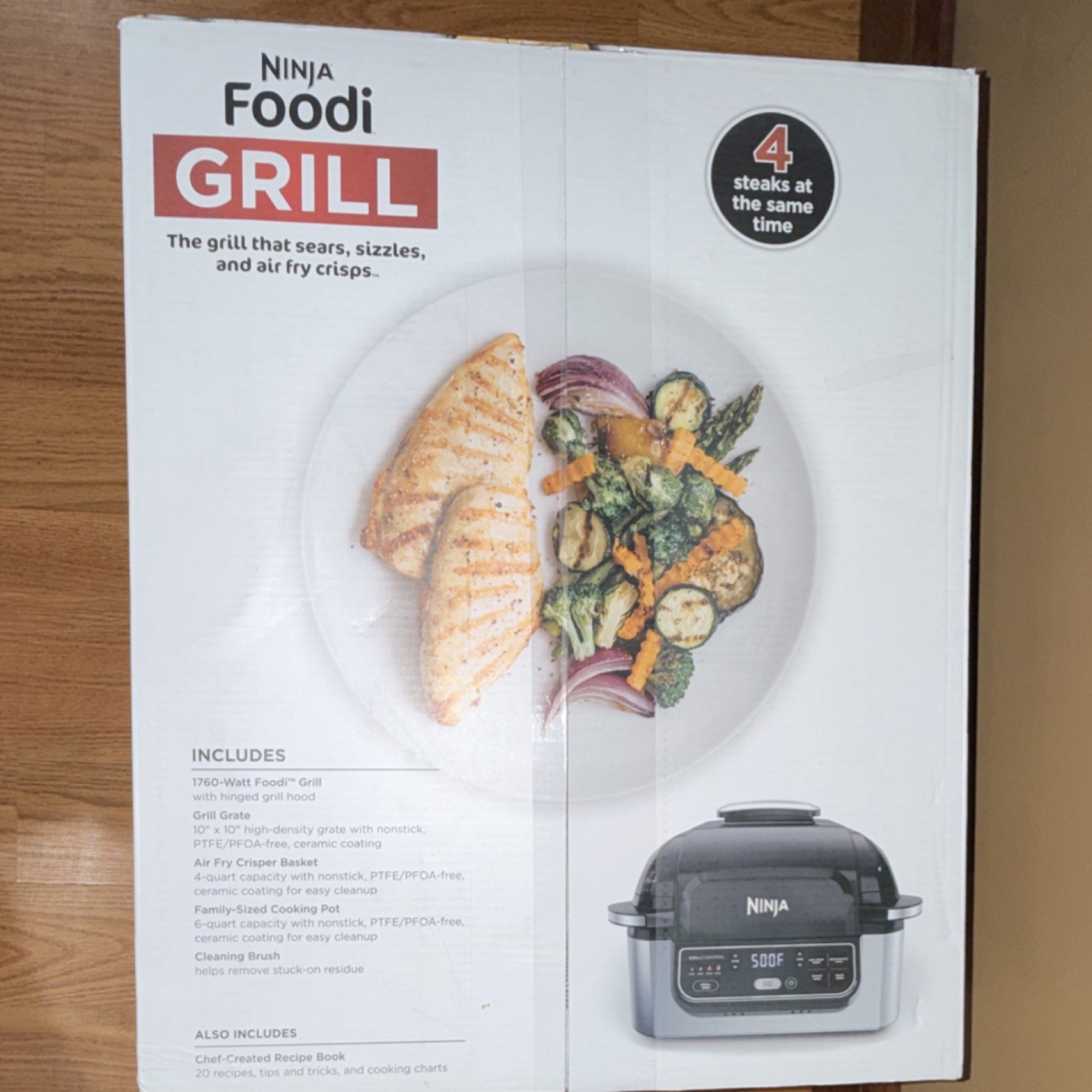 Ninja Foodi AG302 Indoor Electric Grill Air Fryer 6-Quart Black