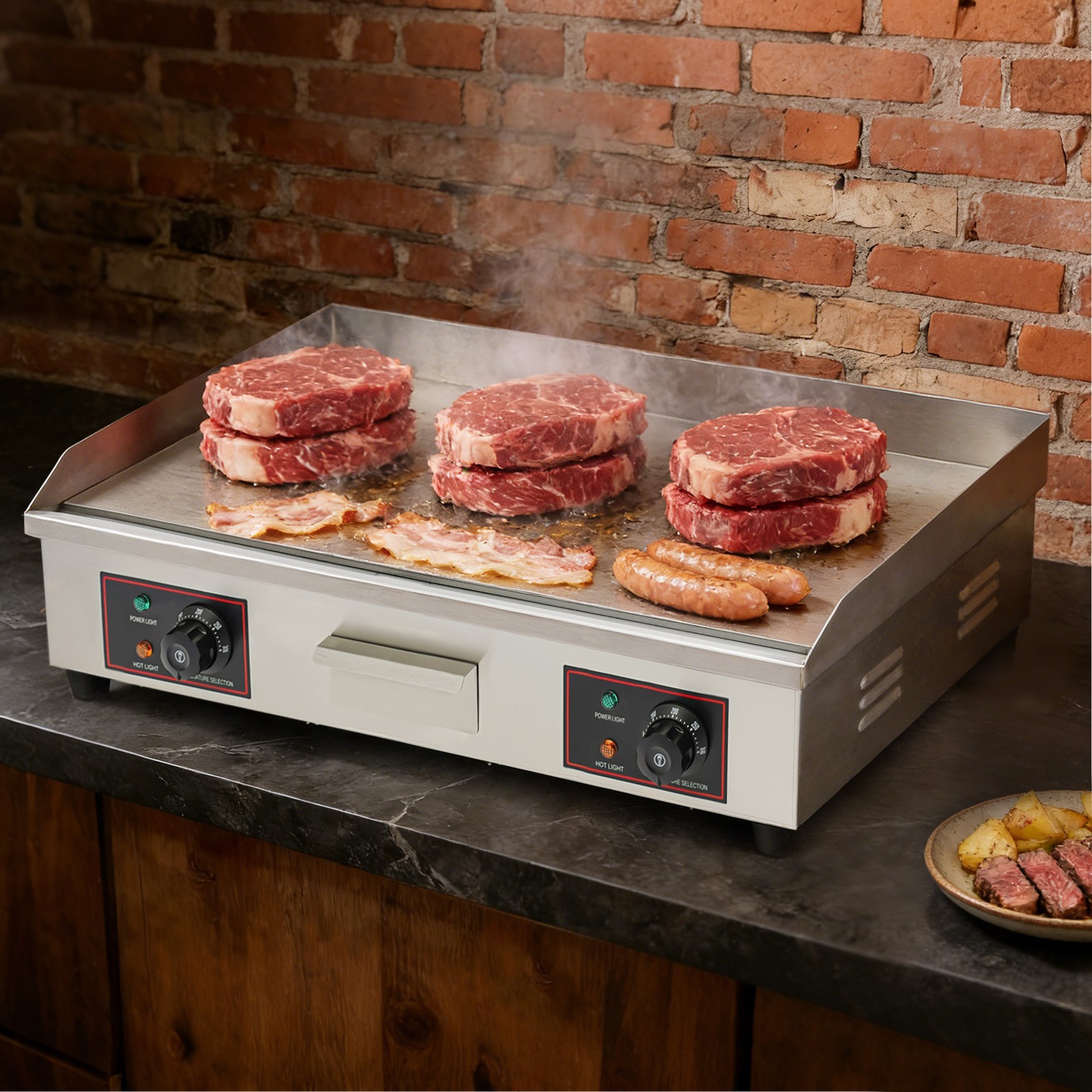 30?? 3000W Commercial Restaurant Grill BBQ Flat Top Electric Countertop Griddle