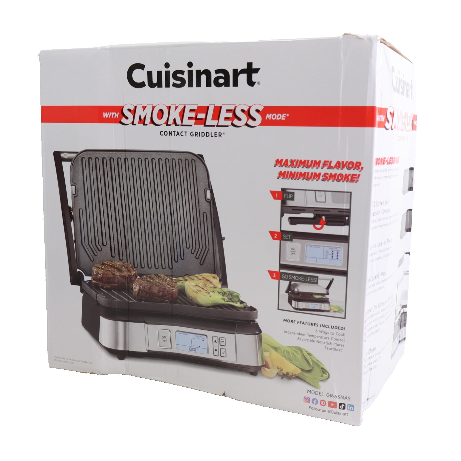Cuisinart Smokeless Contact Griddler Indoor Grill Panini Press GR-6S