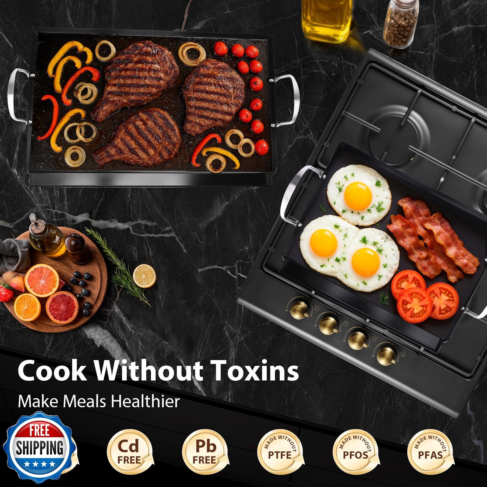 Utheer 17″ x 13″ Ceramic Nonstick Stainless Steel Griddle for Gas Grill, Char
