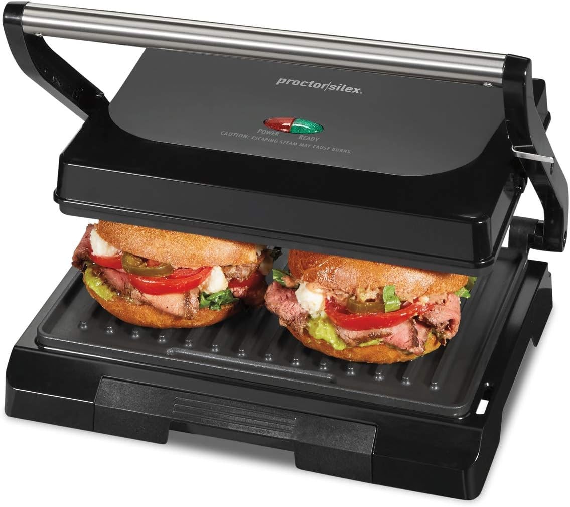 Proctor Silex-Panini Press Sandwich Maker and Electric Indoor Grill, Easy Cle…