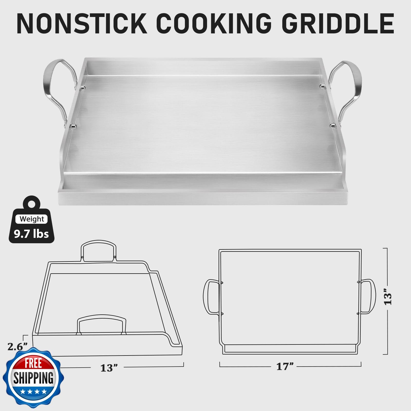 Utheer 17″ x 13″ Ceramic Nonstick Stainless Steel Griddle for Gas Grill, Char