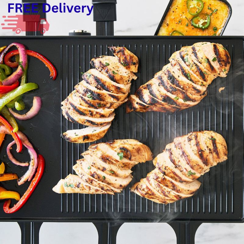 GreenPan Ultimate Gourmet Electric Grill Griddle Raclette Ceramic Plate Tabletop