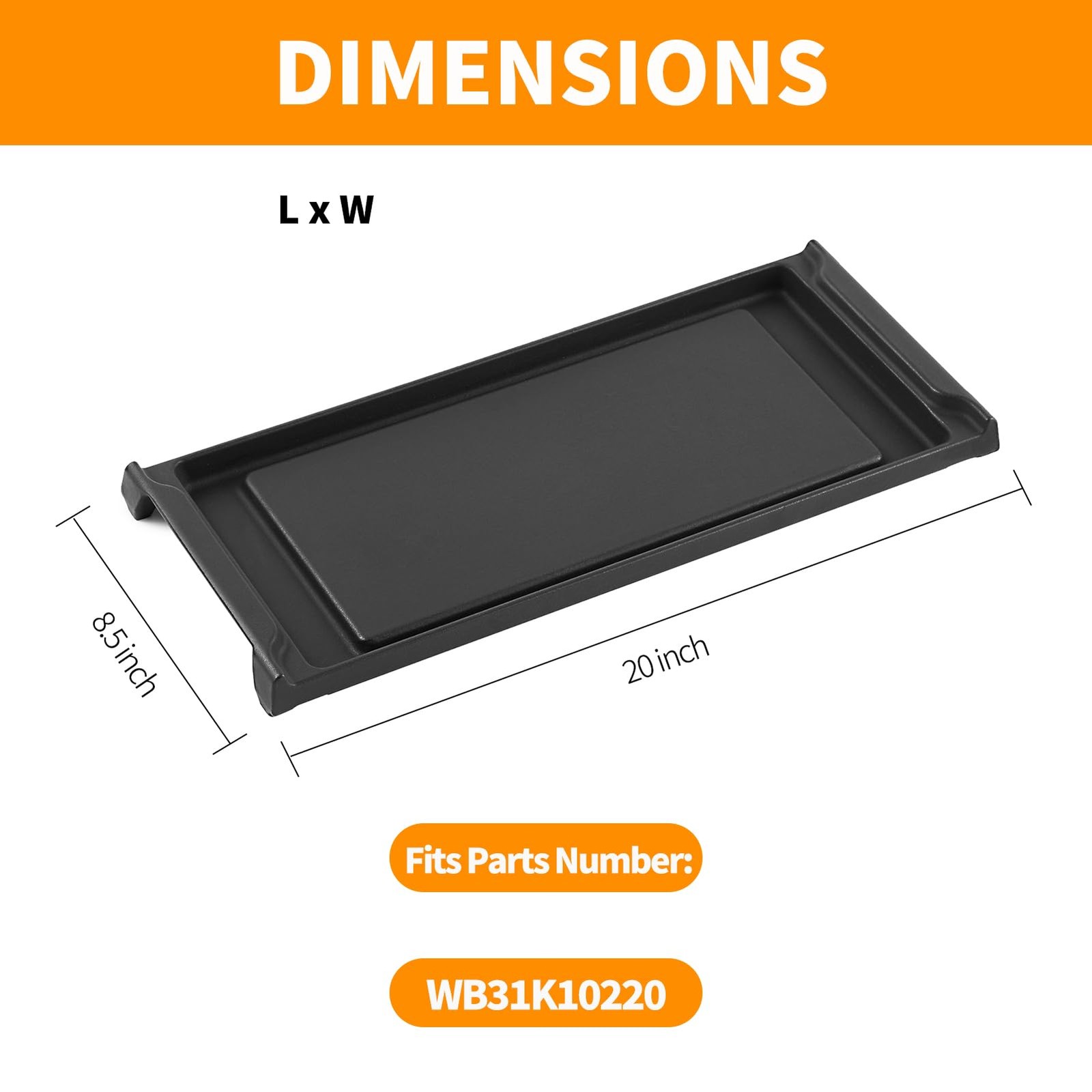 Upgraded WB31K10220 Griddle Replacement for GE Stove Parts 20″ X 8.4″ Cast Ir…