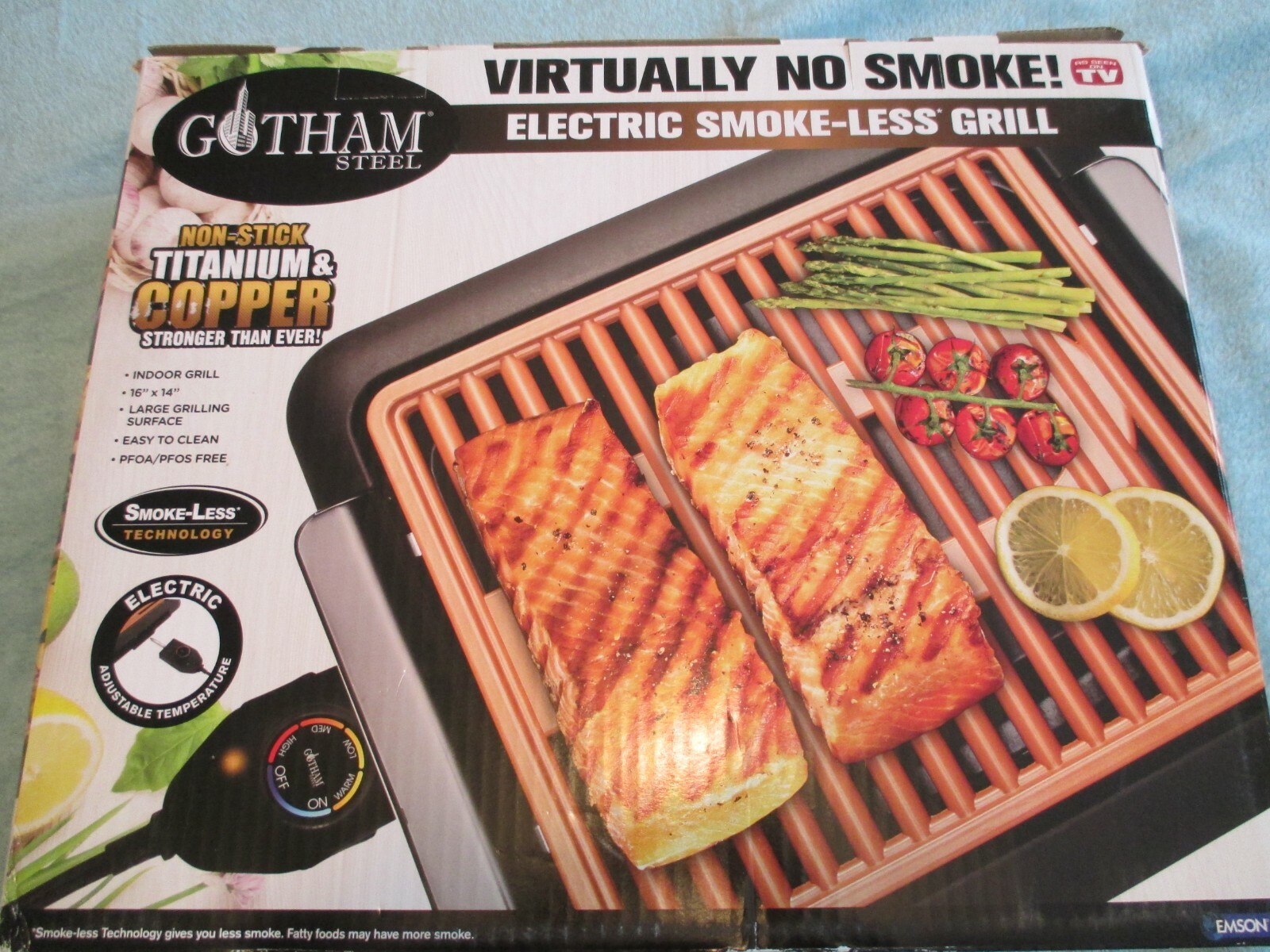 NEW Gotham Steel 1618 Electric Smokeless Portable Grill Titanium Copper Large